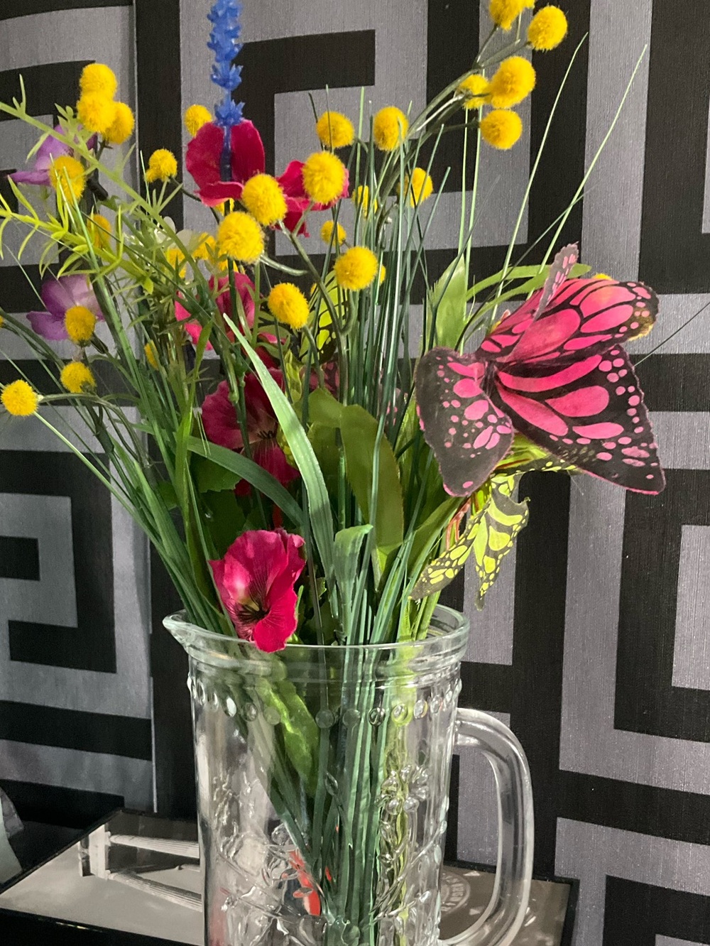 Clear Floral Glass Pitcher with Handle - Picture 10 of 11